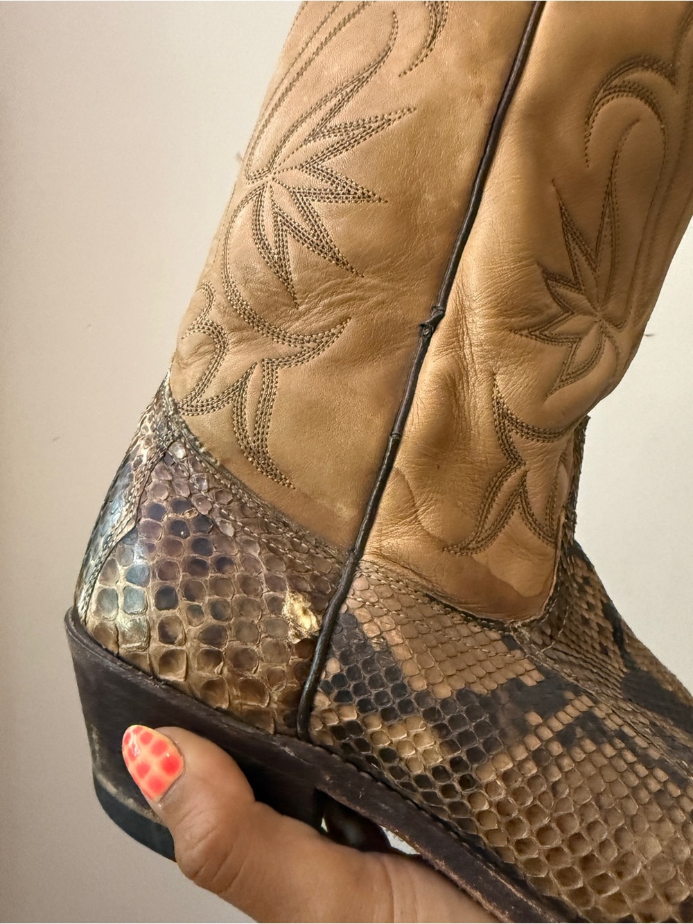 Vintage Python Snakeskin Cowboy Boots | USA Made - Picture 5 of 12